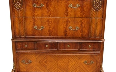 Antique French style satinwood high chest