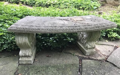 Antique Neo Classical Cast Stone Garden Bench