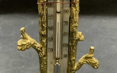 Antique Ornate Brass Pl Dog Thermometer