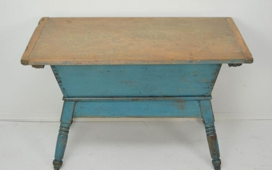 Antique Primitive Americana Blue Dough Box Table