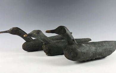 Antique Primitive Hand Carved Duck Decoys, (3pc)