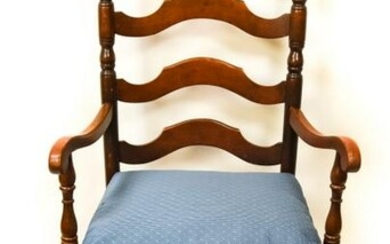 Antique Rush Seat Ladder Back Chair Custom Cushion