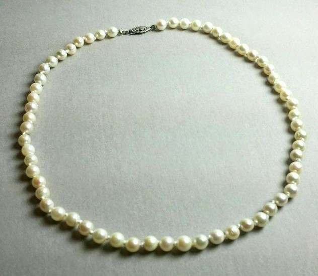 Art Deco Sterling Filigree Cultured Pearl Necklace