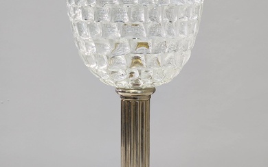 Art Deco style chrome based table lamp with Murano glass shade (41cm)