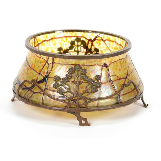 Art Glass Bowl in Art Nouveau Style Frame