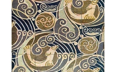 Art Nouveau Style Ocean Waves Ceramic Art Tile Mural