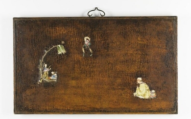 Arte Cinese A wooden lacquered panel decorated with