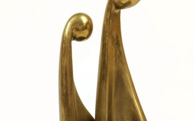 Artist Signed Abstract Modernist Brass Sculpture