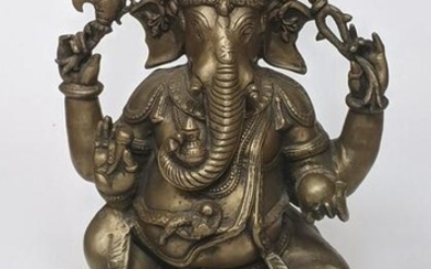 Asian Cast Brass Ganesha Sculpture