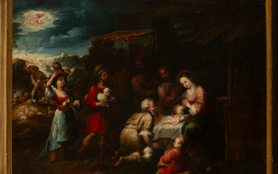 Attributed to Bernardo Lorente Germán, painter (1680-1759) – Adoration of...