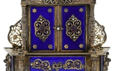 Austrian Silver, Enamel & Gem-Mounted Jewelry Cabinet