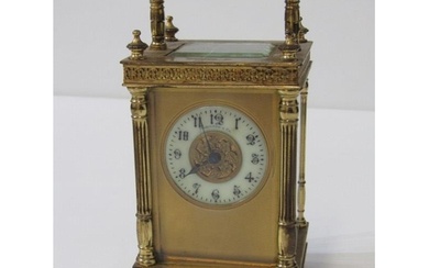 BRASS CASED CARRIAGE CLOCK, dial marked Hamilton & Co, with ...