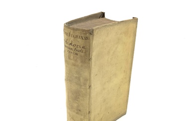BUCHANAN, George. Rerum Scoticarum historia. Amsterdam: Lowijs Elzevier, 1643. 8vo (177x110mm). Frontespizio in rosso e nero con marca tipografica, iniziali…