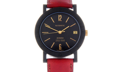 BULGARI - a limited edition mid-size carbon fibre Jeddah wrist watch.