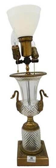 Baccarat Crystal Urn Form Table Lamp, having urn