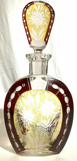 Bohemian Glass Crystal Decanter W Stopper
