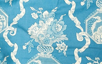 Bolt of Georges Le Manach Cotton Blue Toile Fabric, Fre