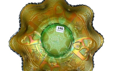Bowl, Carnival Glass, Dragon And Strawberry Pattern