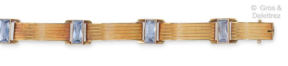 Bracelet articulé en or jaune fileté, alterné... - Lot 246 - Gros & Delettrez
