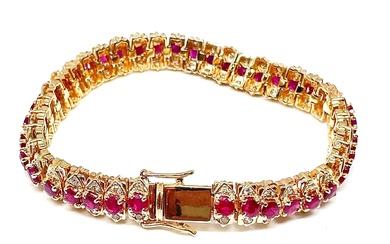 Bracelet vintage en or, rubis et diamants