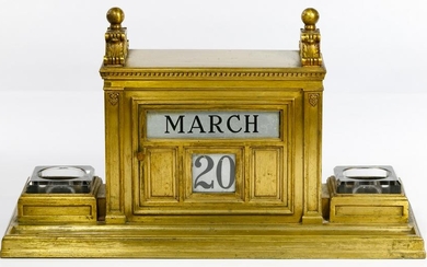 Brass Bank Lobby Calendar and Ink Well