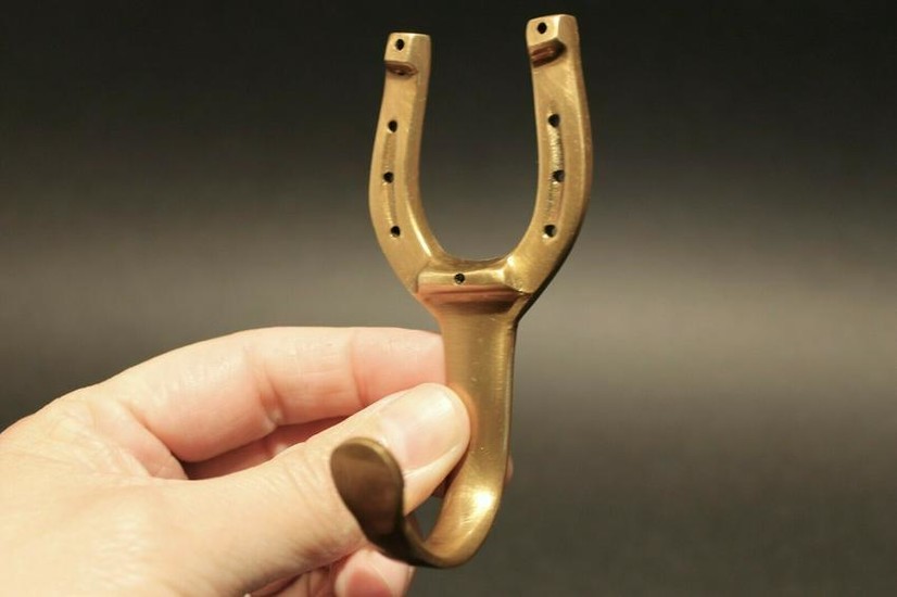 Brass Horse Shoe Wall Hook Coat Hanger Leash Key