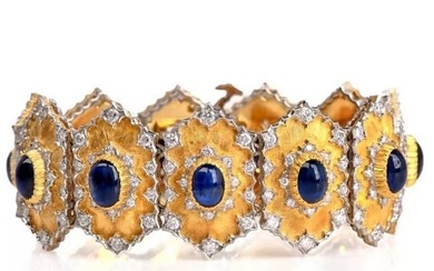 Buccellati 1980s Gold Diamond Sapphire Hexagon Bracelet