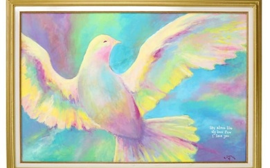 C. Saprano Signed Oil Painting of Dove