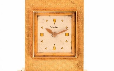 CARTIER Vintage 14K Gold Miniature Traveling Clock
