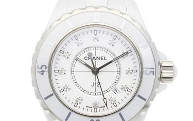 CHANEL J12 Watch White Ceramic Quartz Unisex 12P Diamond