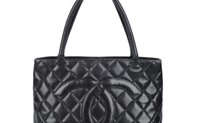 CHANEL - a Medallion Tote. Crafted from black caviar