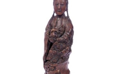 CHINE XIXème siècle Grande Guanyin en bois...