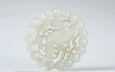 CHINESE WHITE JADE PENDANT OF PARROT, QING DYNASTY