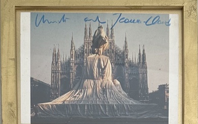 CHRISTO [bulgare] (1935-2020) et JEANNE-CLAUDE [marocaine] (1935-2009) Milan Carte postale signée au feutre 11.3 x...