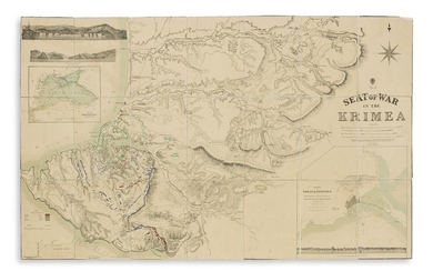 (CRIMEAN WAR.) Lowrie, W. Seat of War in the Krimea. Large hand-colored lithographed...