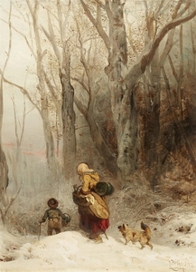 Carl Hilgers, Travellers in a Snowy Forest