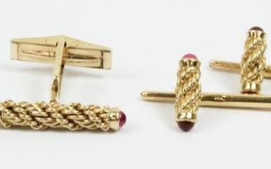 Cartier Gold & Ruby Cufflink Set