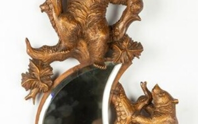 Carved Black Forest Bear Mirror
