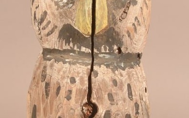 Carved and Painted Wood Folk Art Owl Post Decoy.