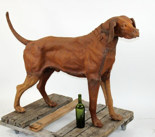 Cast iron lifesize hound dog statue