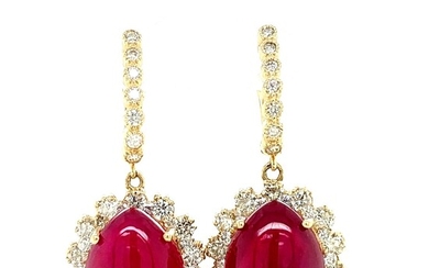 Certified 14K Gold Diamond Ruby Earrings