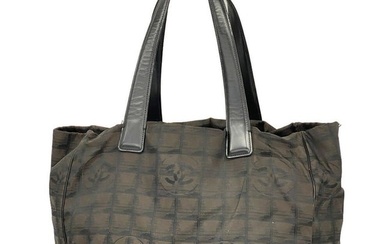 Chanel Tote Bag New Nylon Black Brown Ladies