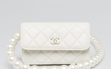 Chanel White Quilted Leather Pearl