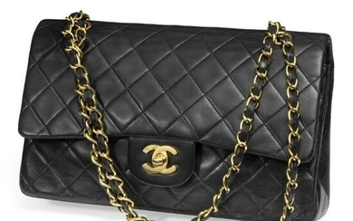 Chanel, a 2.55 black lambskin bag, '80s