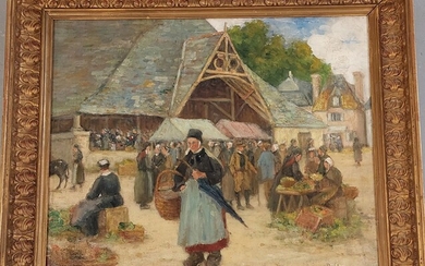 Charles RIVIERE (1848-1920) Vue de marché... - Lot 46 - Osenat