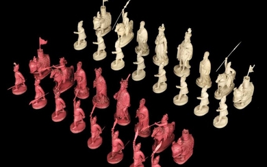 Chess. A 19th-century Chinese export ivory chess set