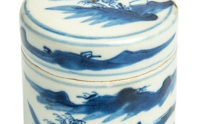 Chinese Blue and White Ginger Jar, with smooth lid.
