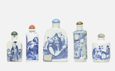 Chinese, Blue and White snuff bottles