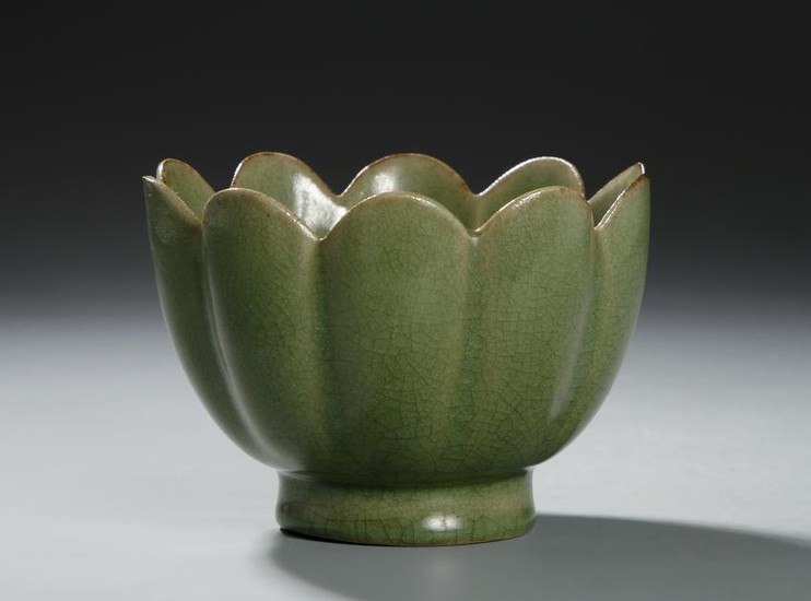 Chinese Celadon-Glazed Lobed Bowl