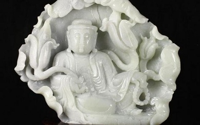 Chinese Hetian Jade Kwan-yin Statue